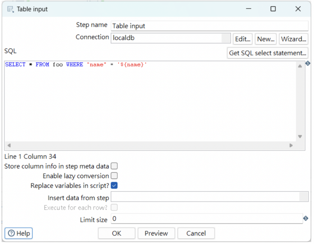 table input